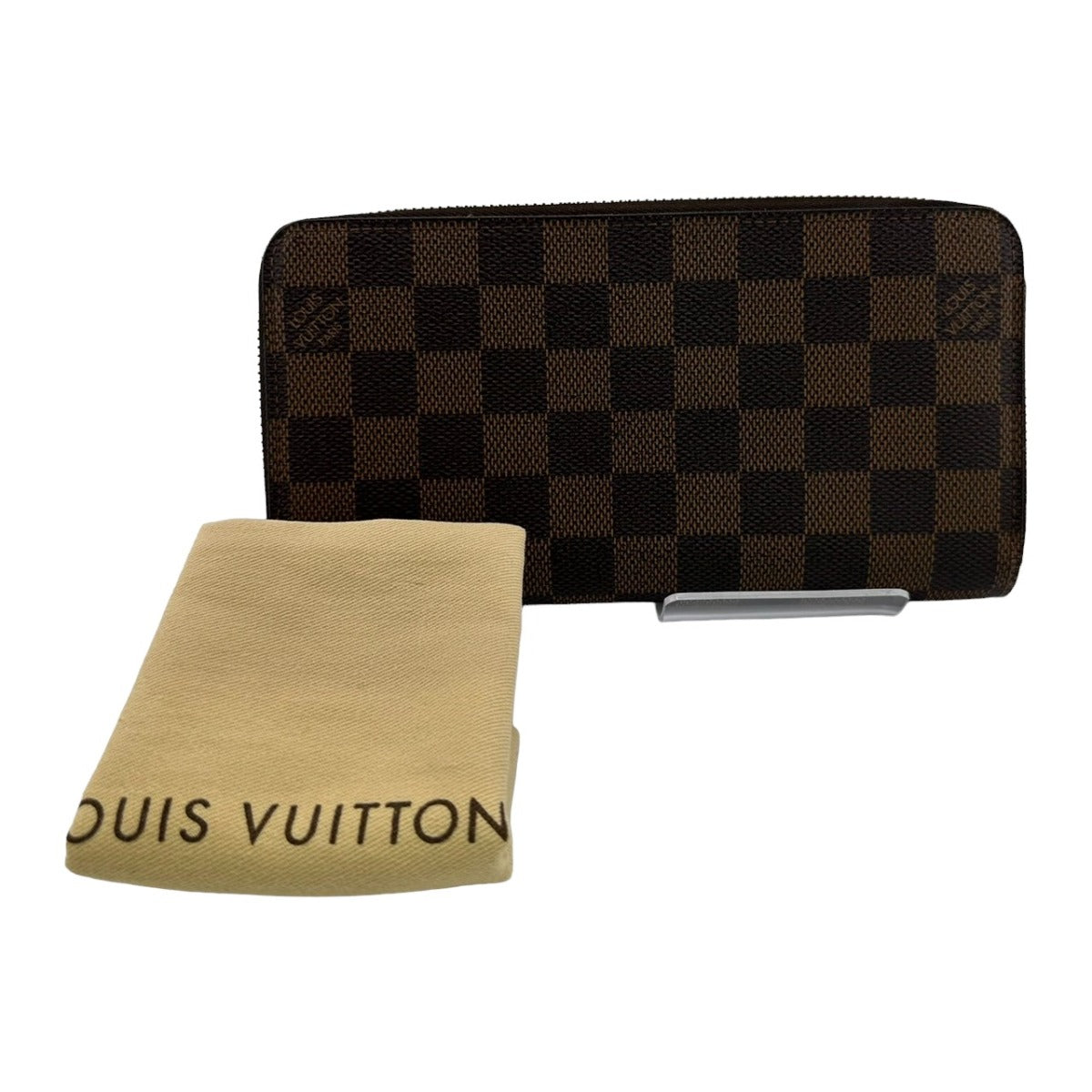 LOUIS VUITTON Long Wallet Purse N60015 Damier canvas, leather Brown Zip Around Damier Zippy wallet old model Women(Unisex)