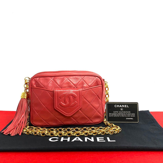 CHANEL Shoulder Bag lambskin pink COCO Mark Tassel Matrasse Women