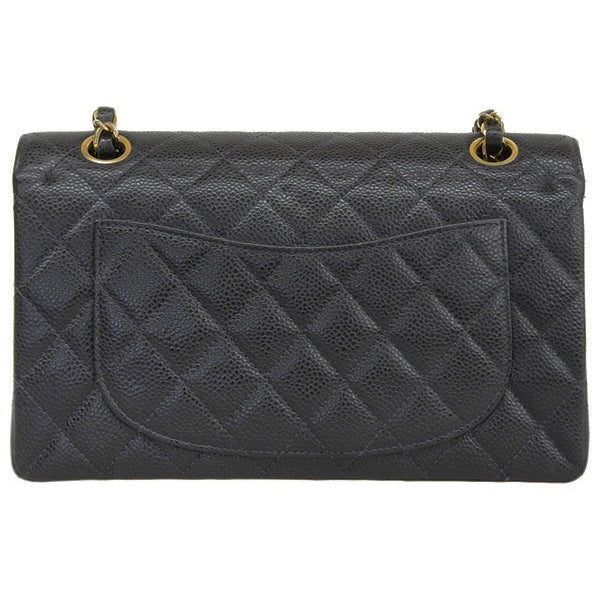 Chanel Around 2003 Made Caviar Skin Classic Flap Chain Bag 23Cm Black