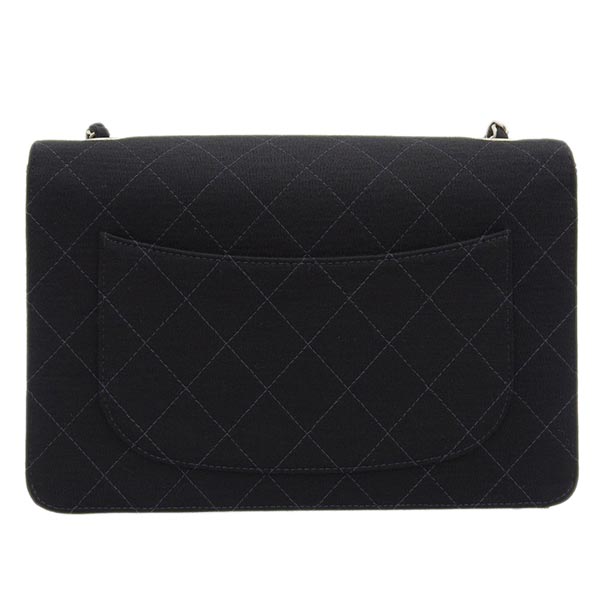 Chanel Around 1998 Made Cotton Classic Flap Chain Bag Black