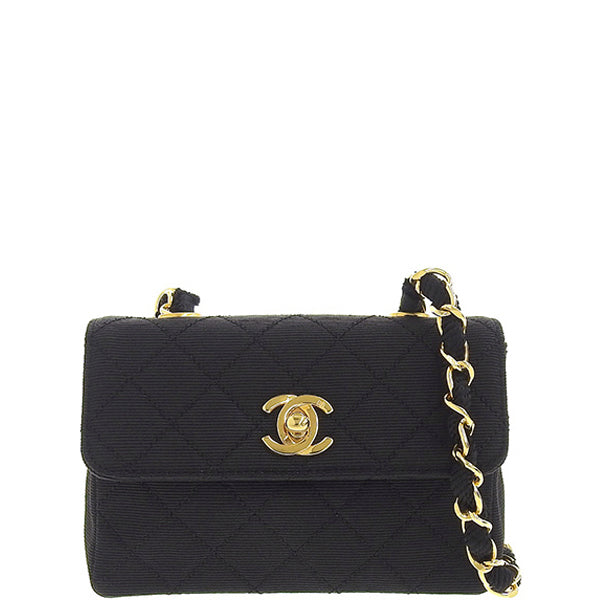 Chanel Around 1990 Made Turn-Lock Mini Chain Bag Black