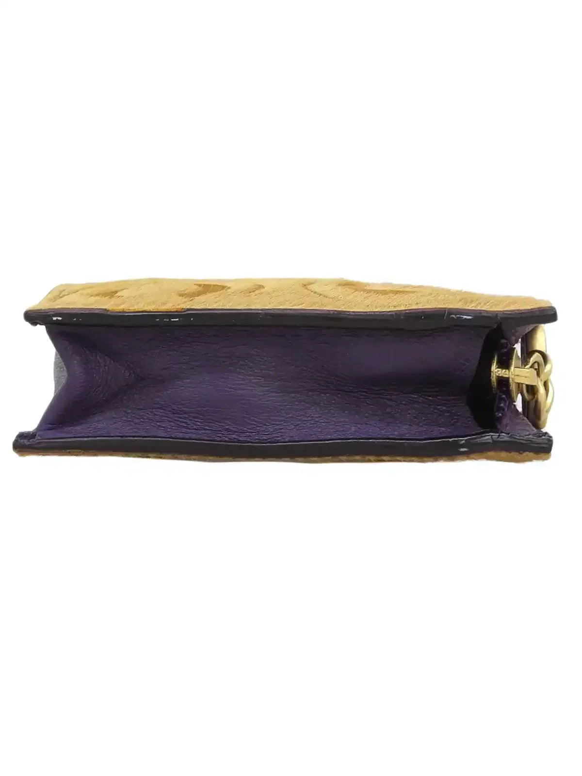 CHANEL Around 2000 Made Unborn Calf Embossed Cc Mark Charm Coin Case Beige/Purple