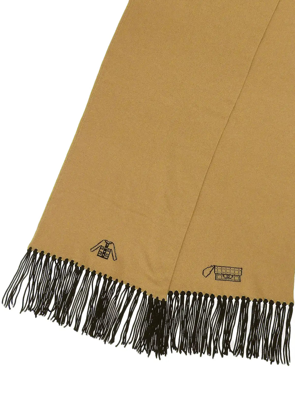 CHANEL 2008 Made Cashmere Multi Motif Rhinestone Cc Mark Scarf Beige/Black