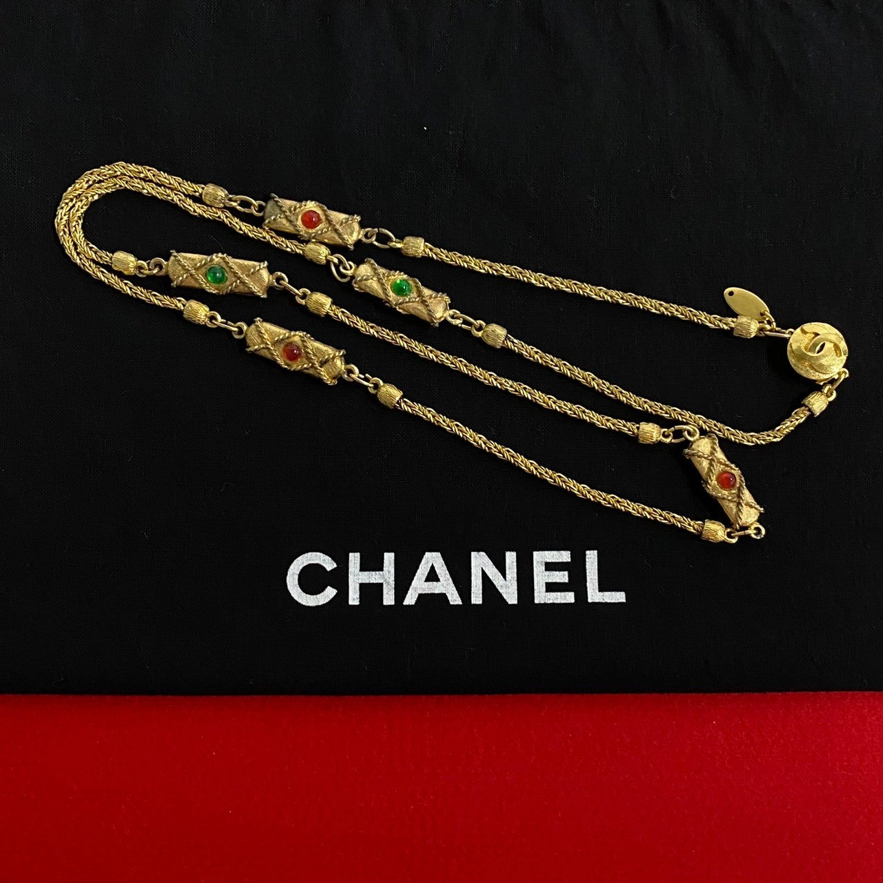 CHANEL Necklace Gold Plated, Color Stone gold Women