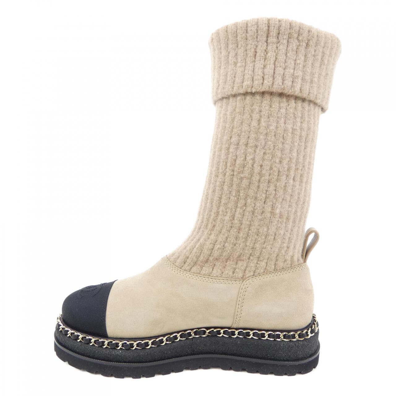 Chanel G39468Y56274 Knit/Suede Calfskin/Grosgrain & Metal Boots