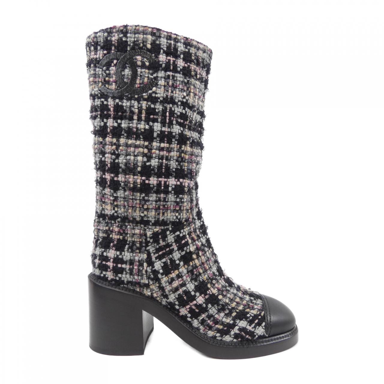Chanel G39614Y56301 Tweed/Calfskin Boots