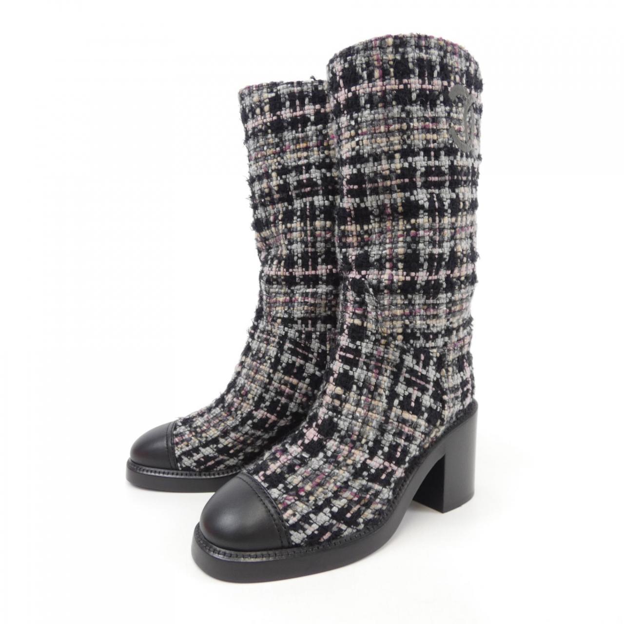 Chanel G39614Y56301 Tweed/Calfskin Boots