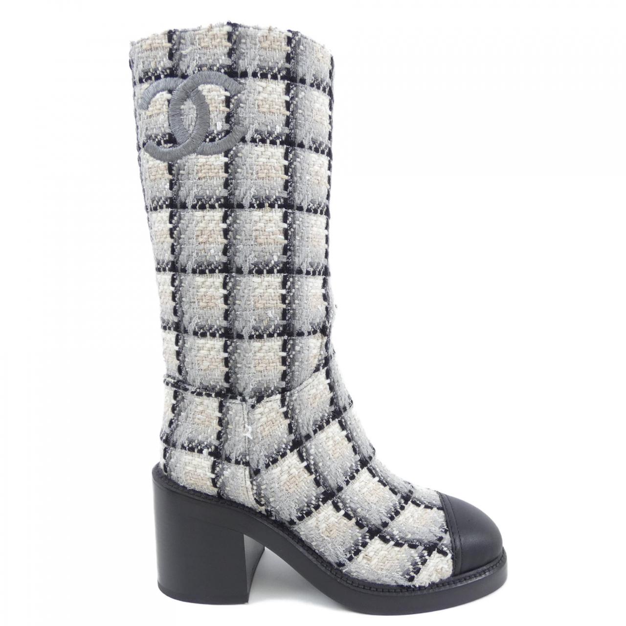 Chanel G39614Y56289 Cotton Wool Tweed Calfskin Boots