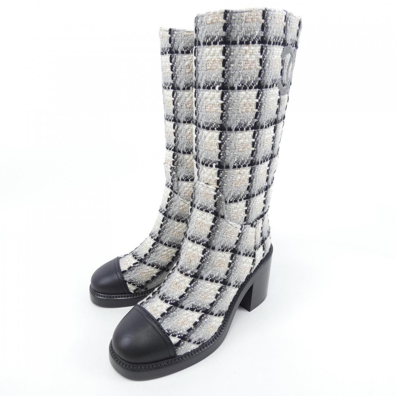 Chanel G39614Y56289 Cotton Wool Tweed Calfskin Boots