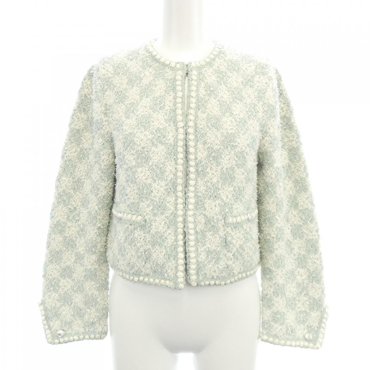 Chanel No Collar Cashmere Blend Jacket