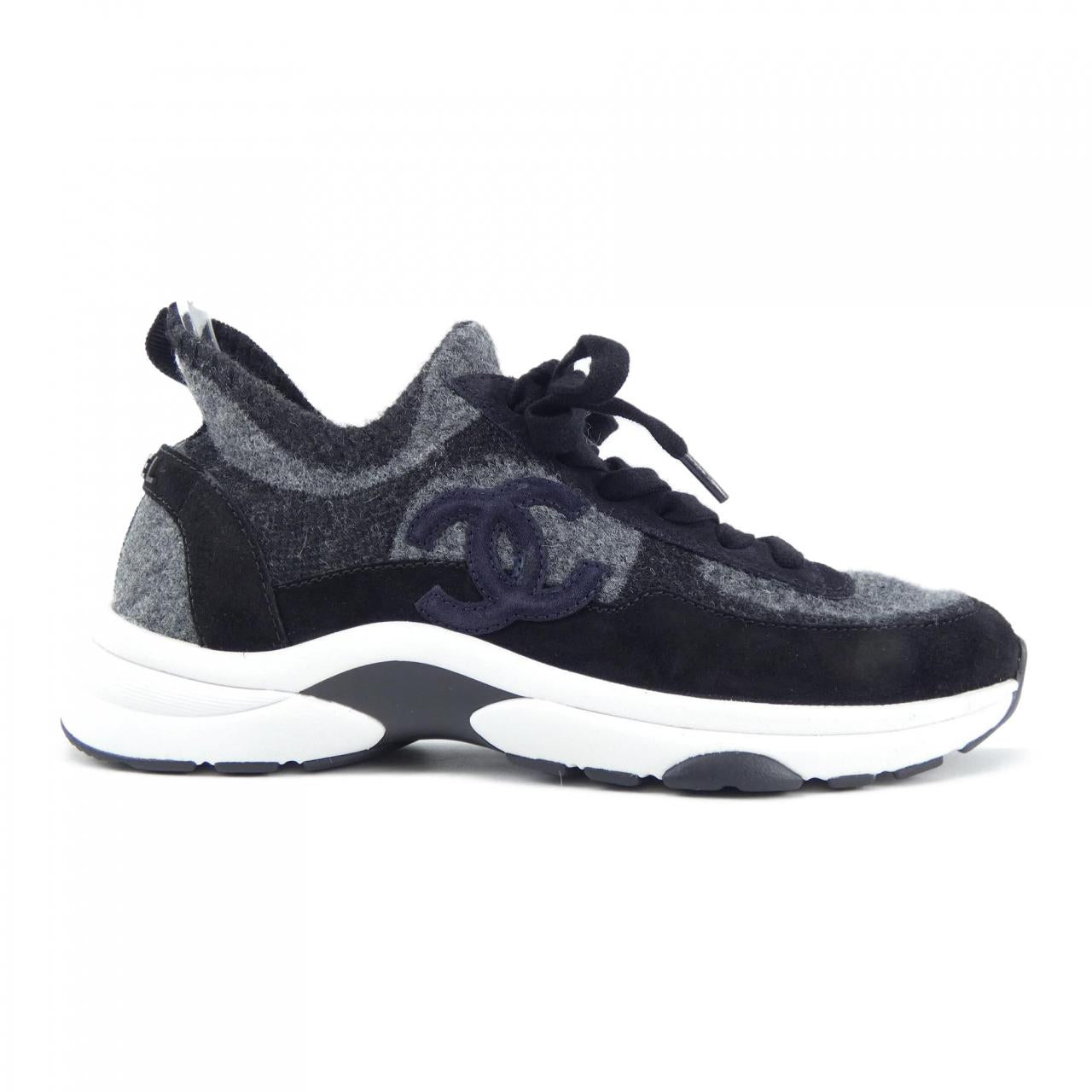 Chanel G38750B14071 Knit Suede Calfskin Sneakers