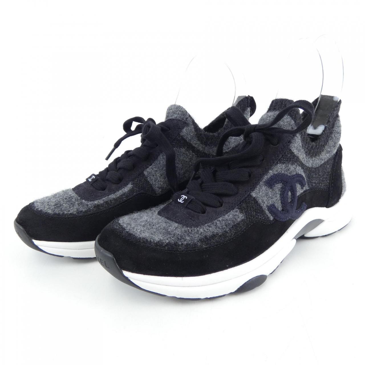 Chanel G38750B14071 Knit Suede Calfskin Sneakers