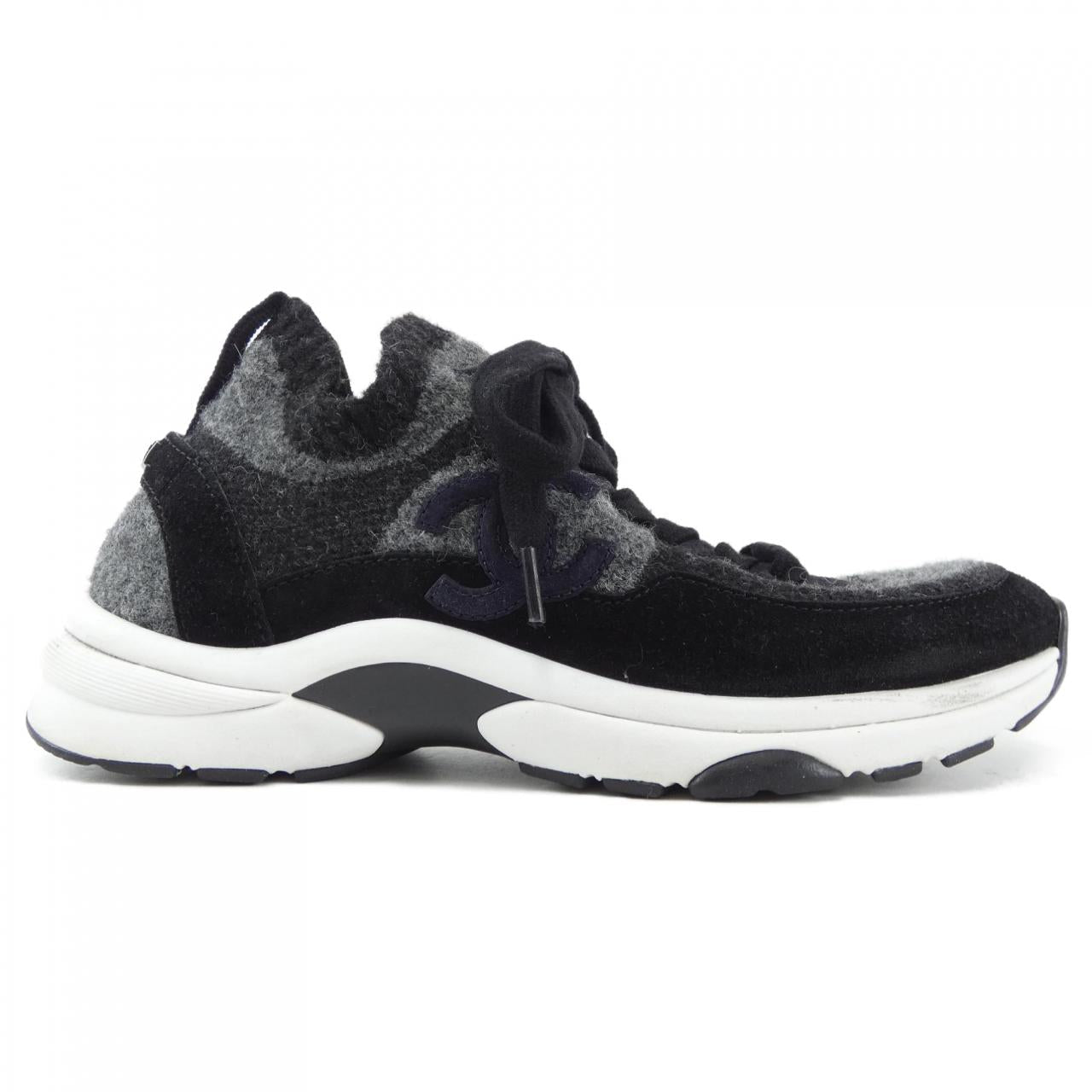 Chanel G38750B14071 Knit Suede Calfskin Sneakers