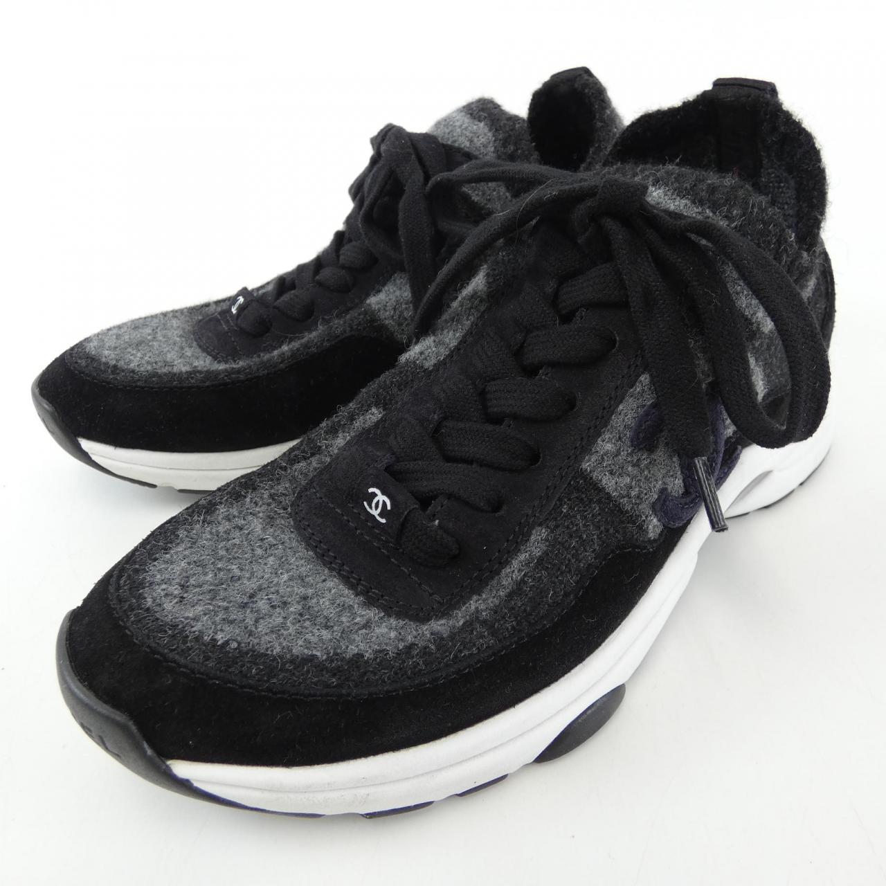 Chanel G38750B14071 Knit Suede Calfskin Sneakers