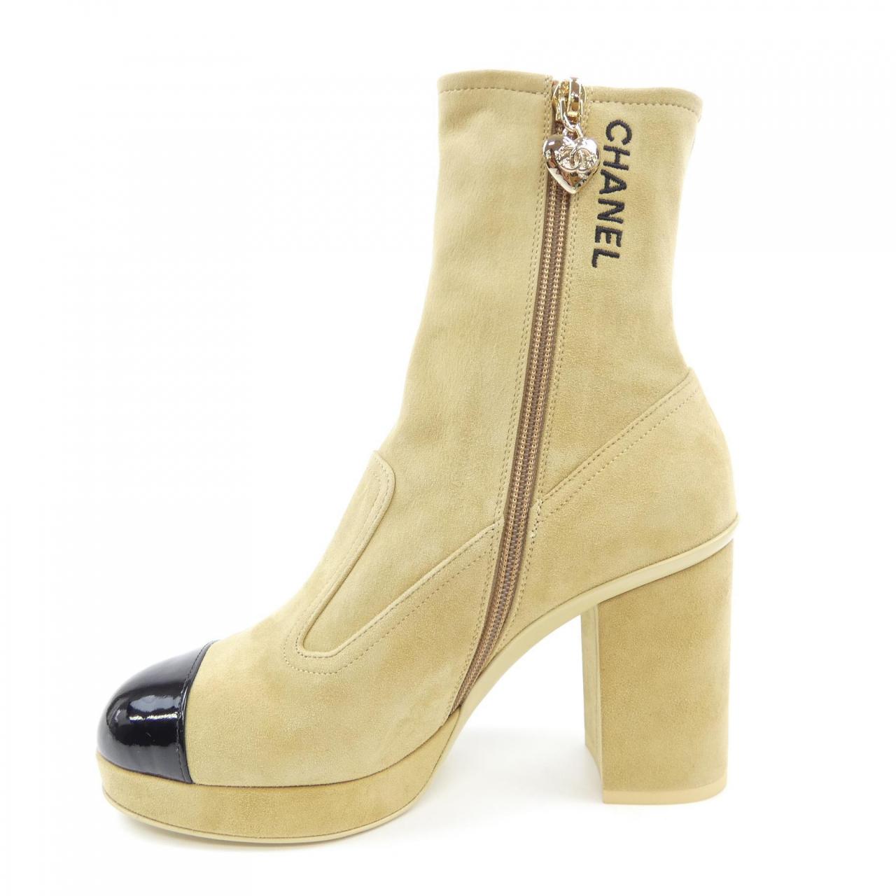 Chanel G45195B13944 Suede Kidskin Patent Calfskin Boots