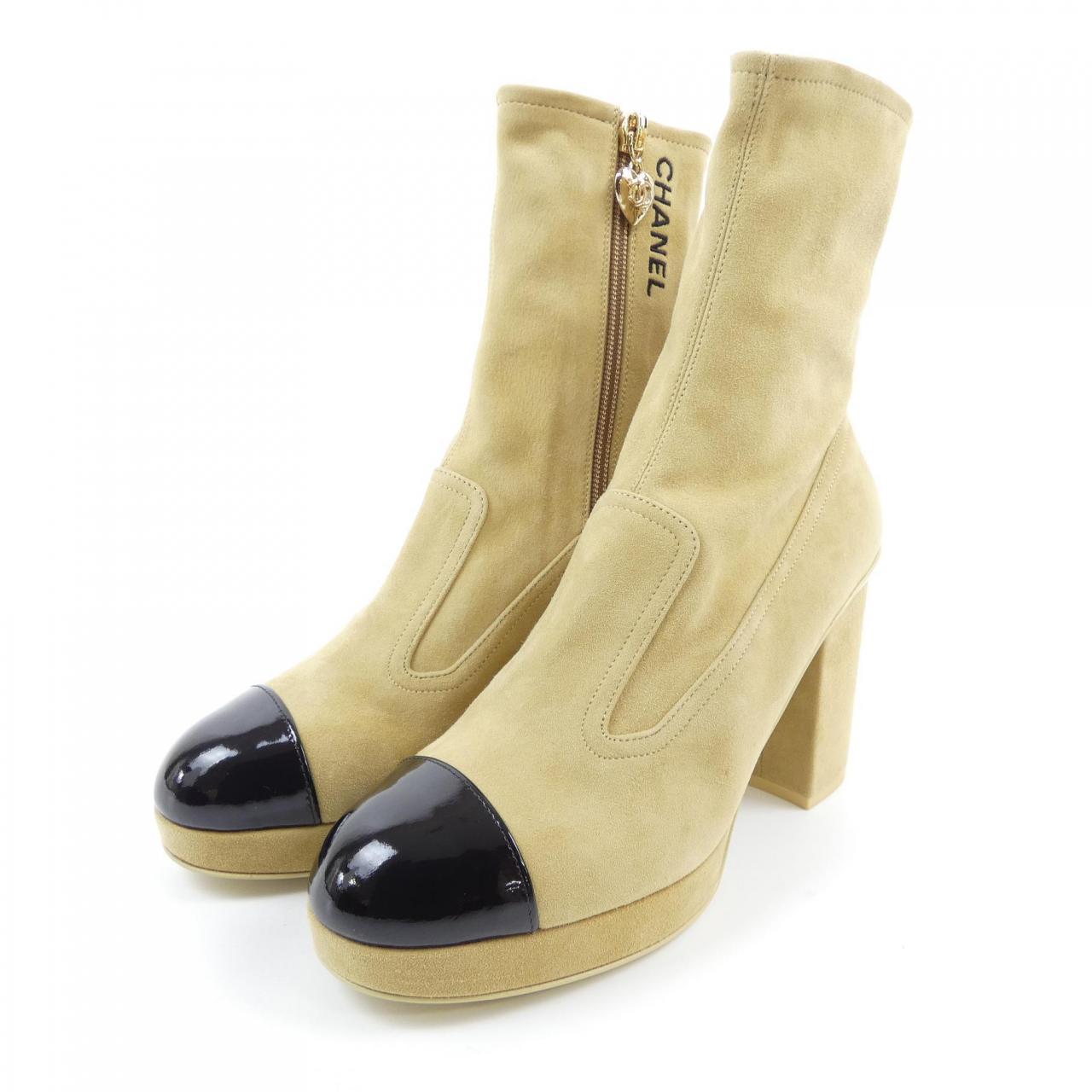 Chanel G45195B13944 Suede Kidskin Patent Calfskin Boots