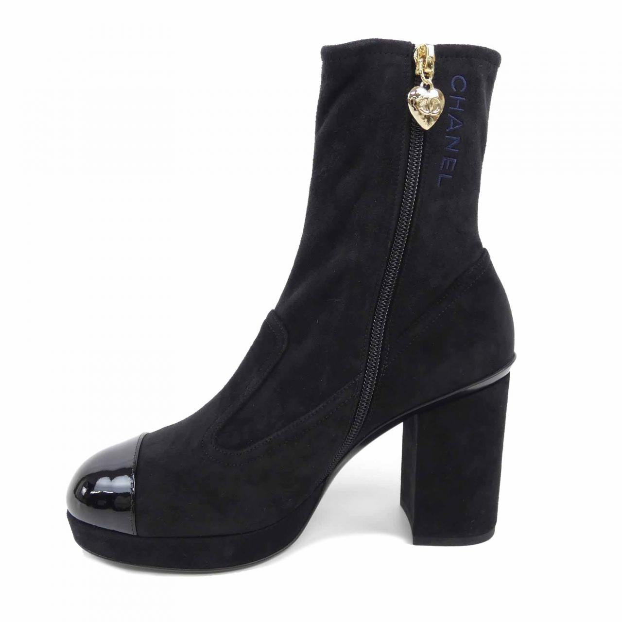 Chanel G45195B13944 Suede Kidskin Patent Calfskin Boots