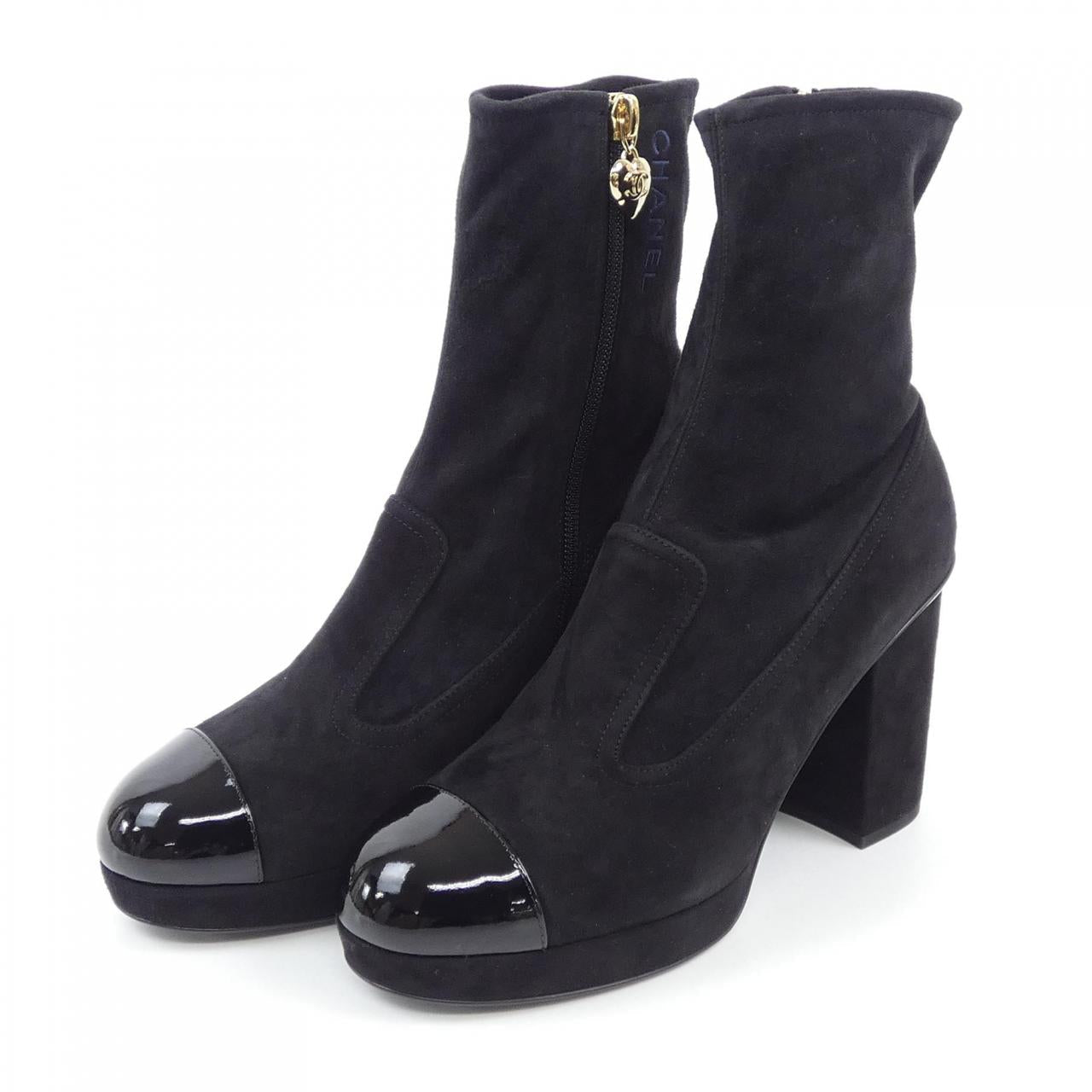 Chanel G45195B13944 Suede Kidskin Patent Calfskin Boots