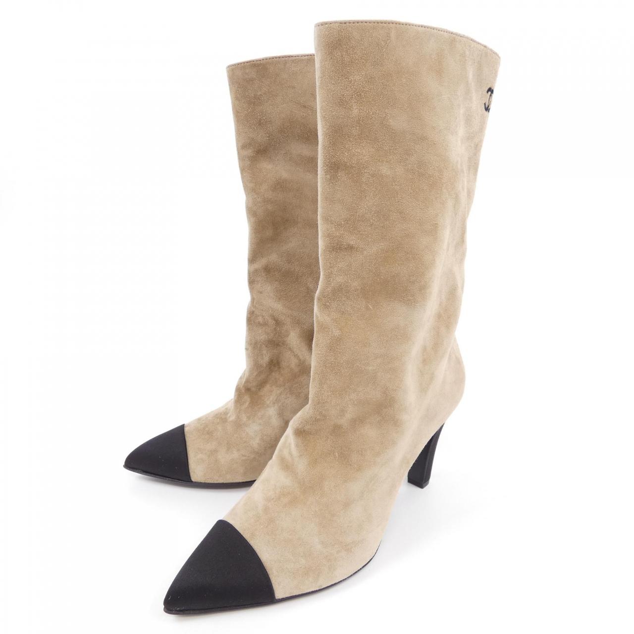 Chanel G33119Y51214 Suede Calfskin Satin Boots