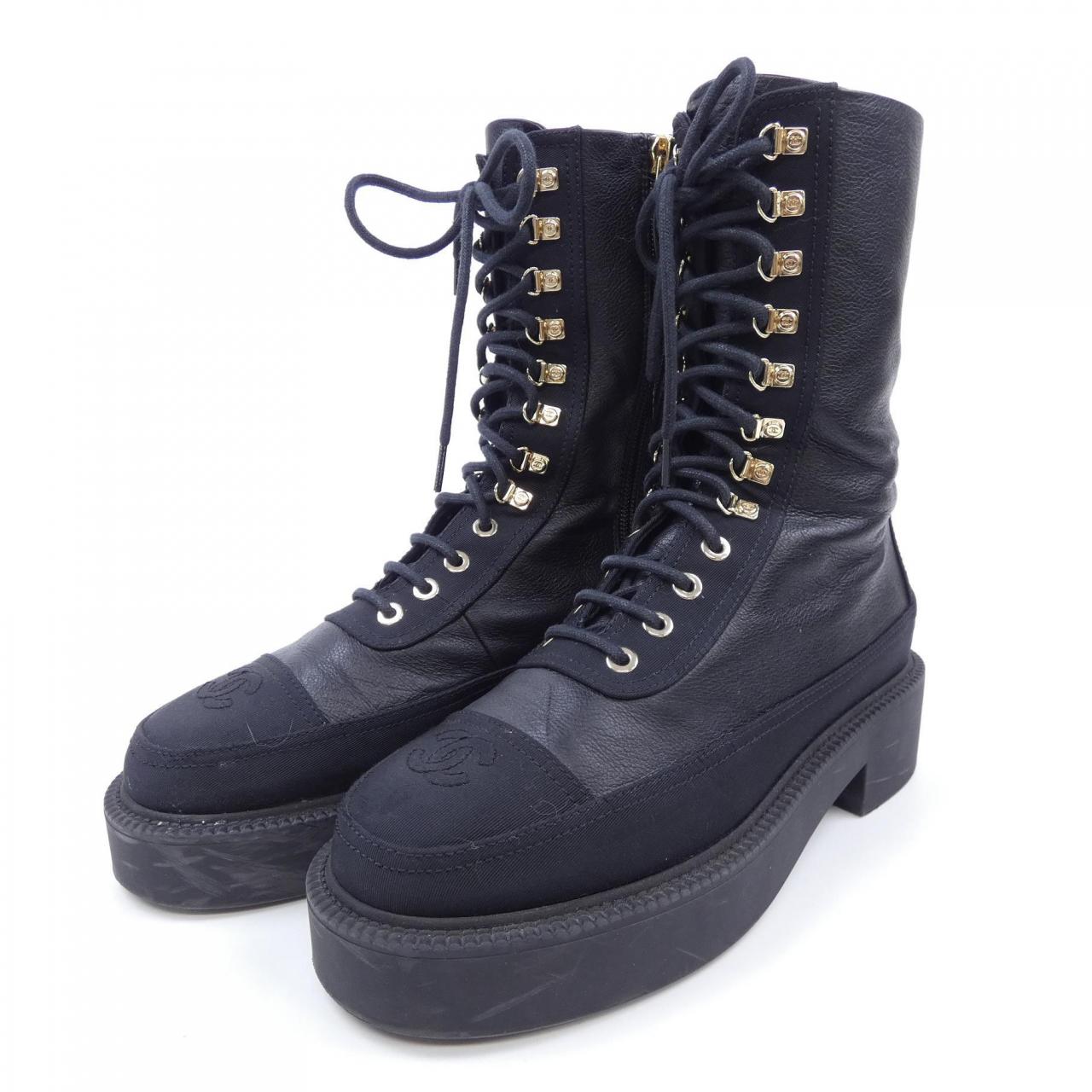 Chanel G38086Y55461 Calfskin & Grosgrain Boots