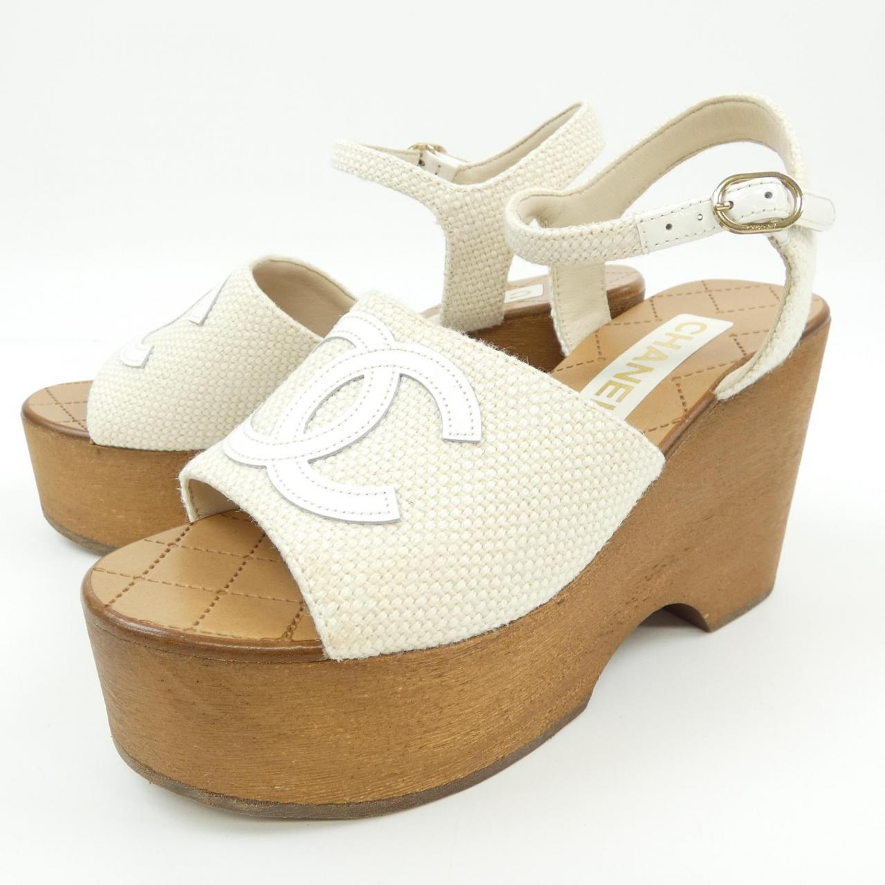 Chanel G45555B15714 Fabric Patent Calfskin Sandals