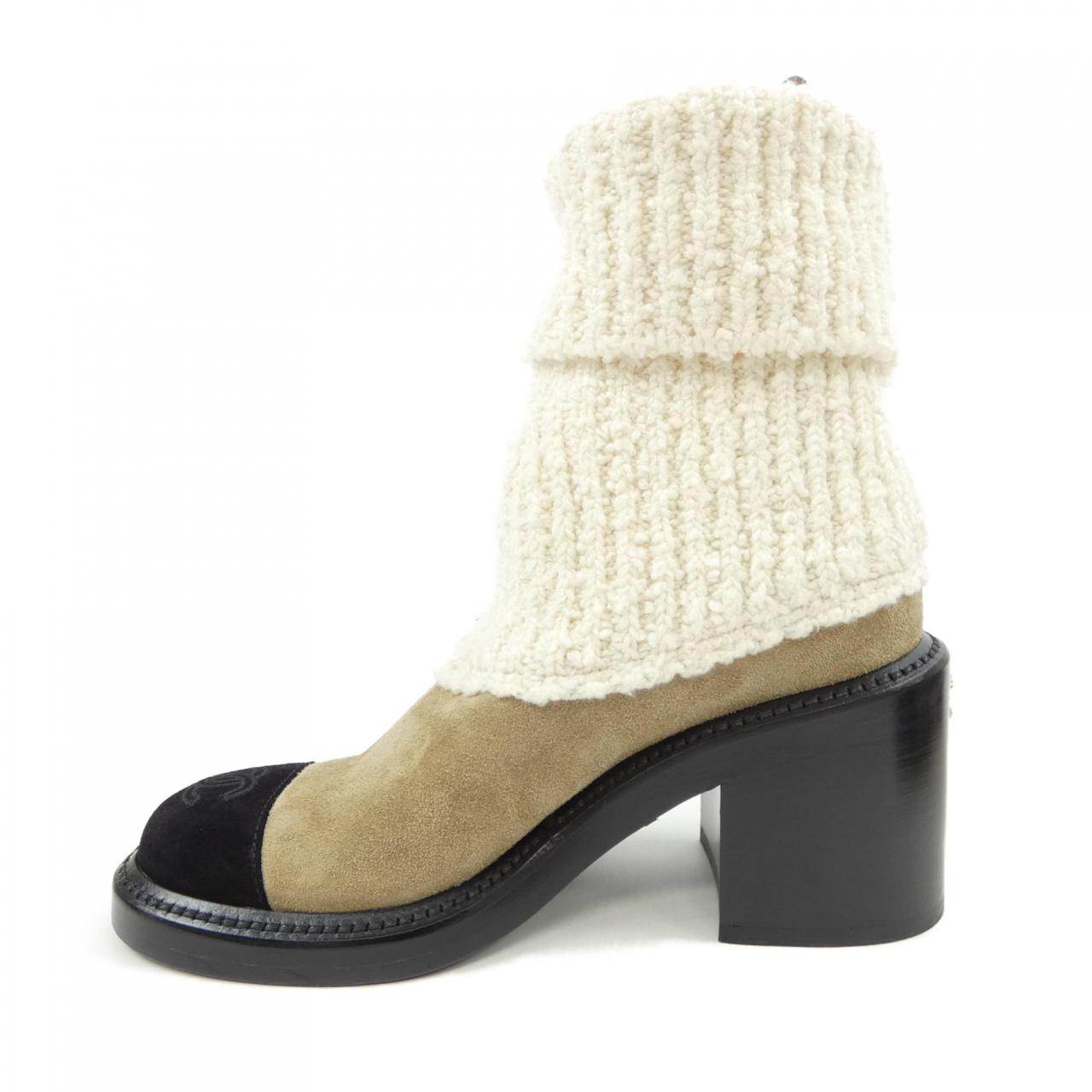 Chanel Knit & Suede Calfskin Boots