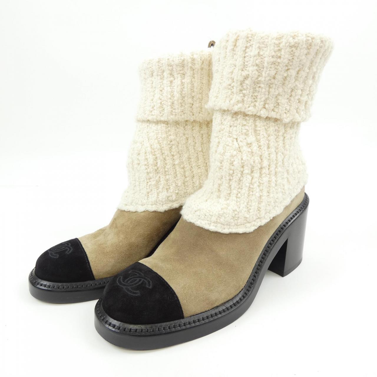 Chanel Knit & Suede Calfskin Boots