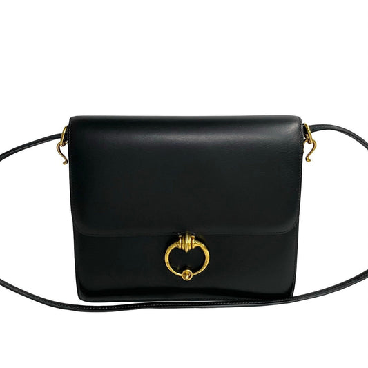 HERMES Shoulder Bag leather black Sexana 22
