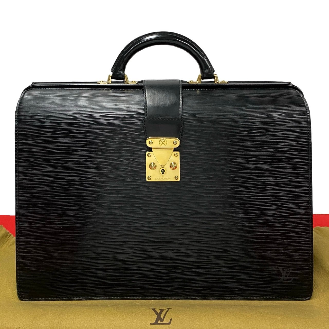 LOUIS VUITTON Business bag Epi Leather black Epi Servette Fermoir mens  d