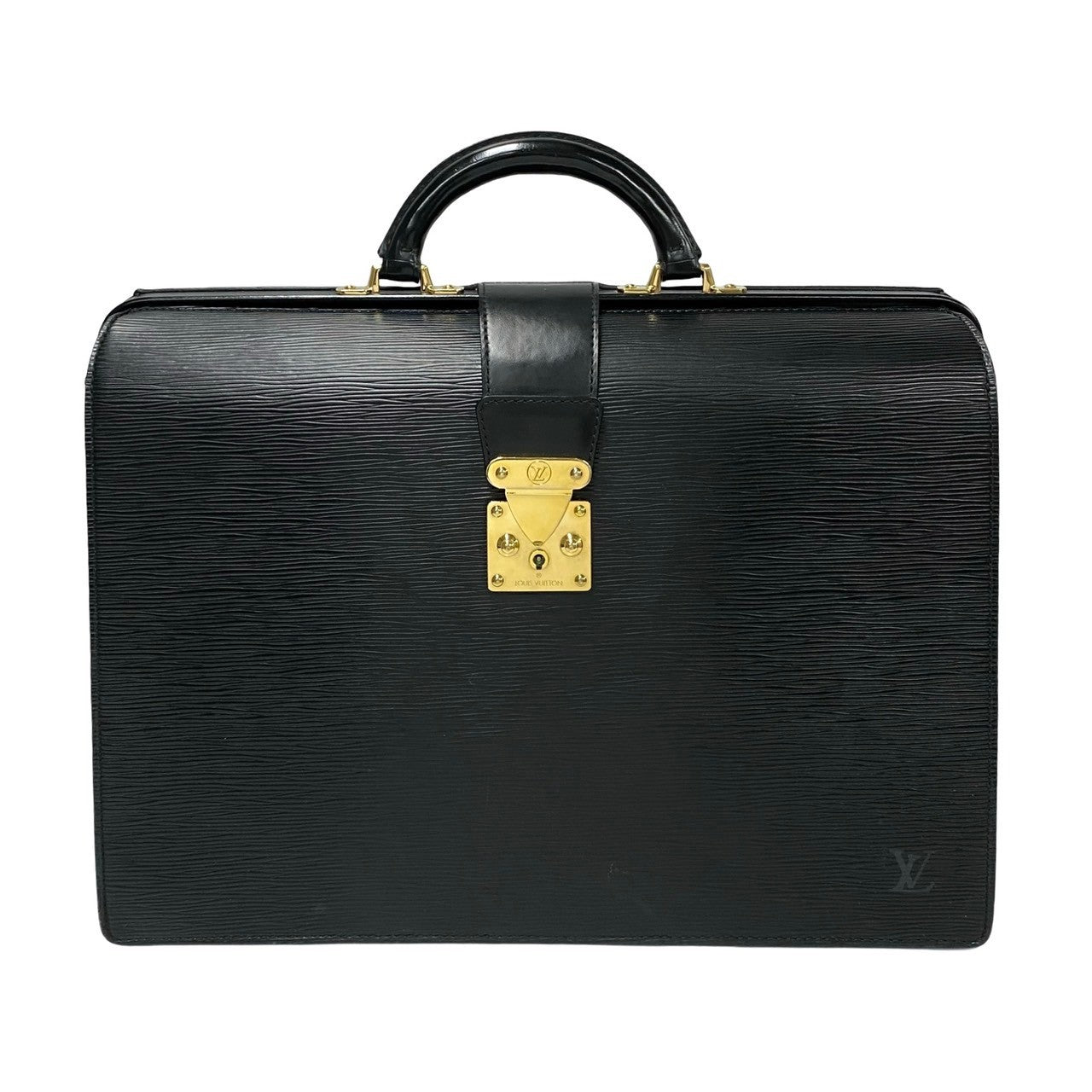 LOUIS VUITTON Business bag Epi Leather black Epi Servette Fermoir mens  d