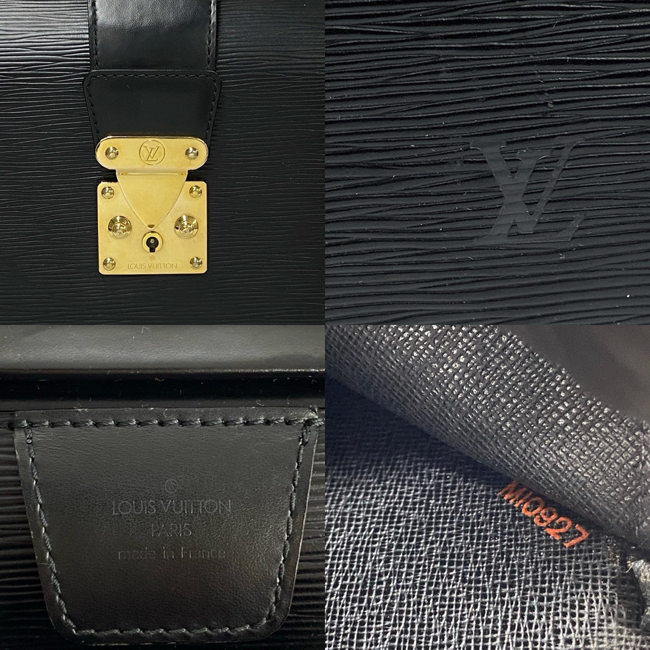 LOUIS VUITTON Business bag Epi Leather black Epi Servette Fermoir mens  d