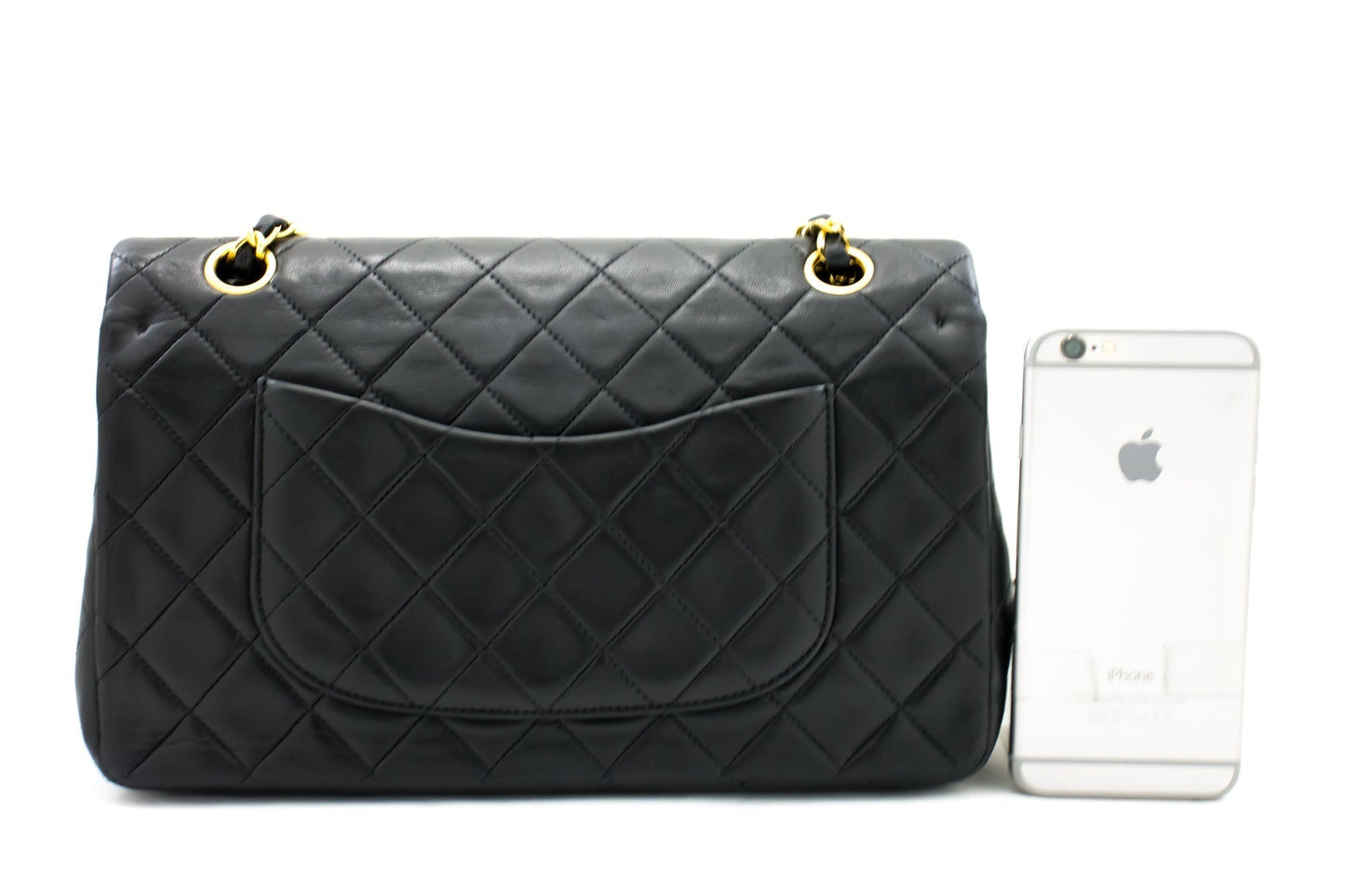 CHANEL 2.55 Double Flap Chain Shoulder Bag Black Lambskin Handbag