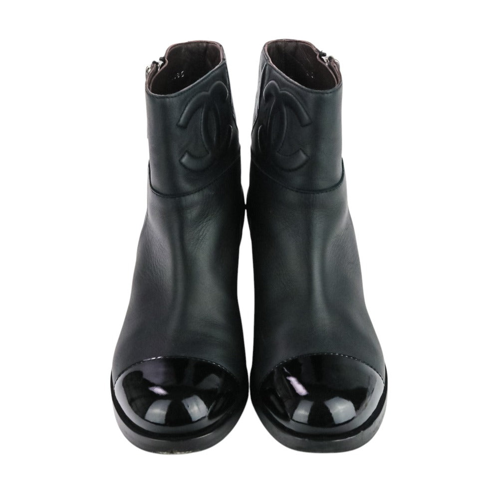 Chanel Coco Mark Patent Leather Short Boots