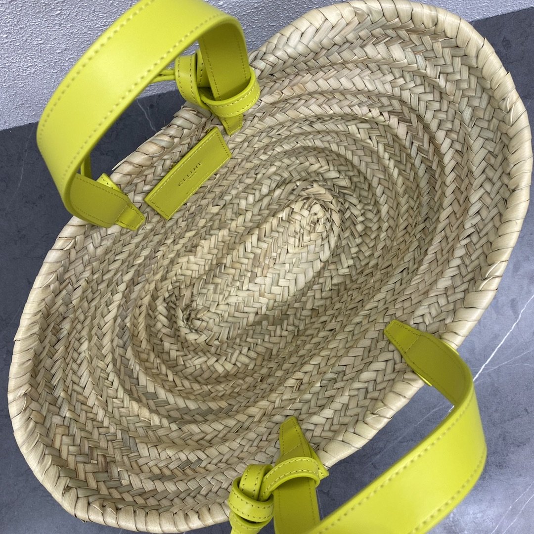 Top Quality Teen Triomphe Top Quality Classic Panier In Palm Leaves And Lizard Yellow For Women 8in/20cm 194004EH4.11CT