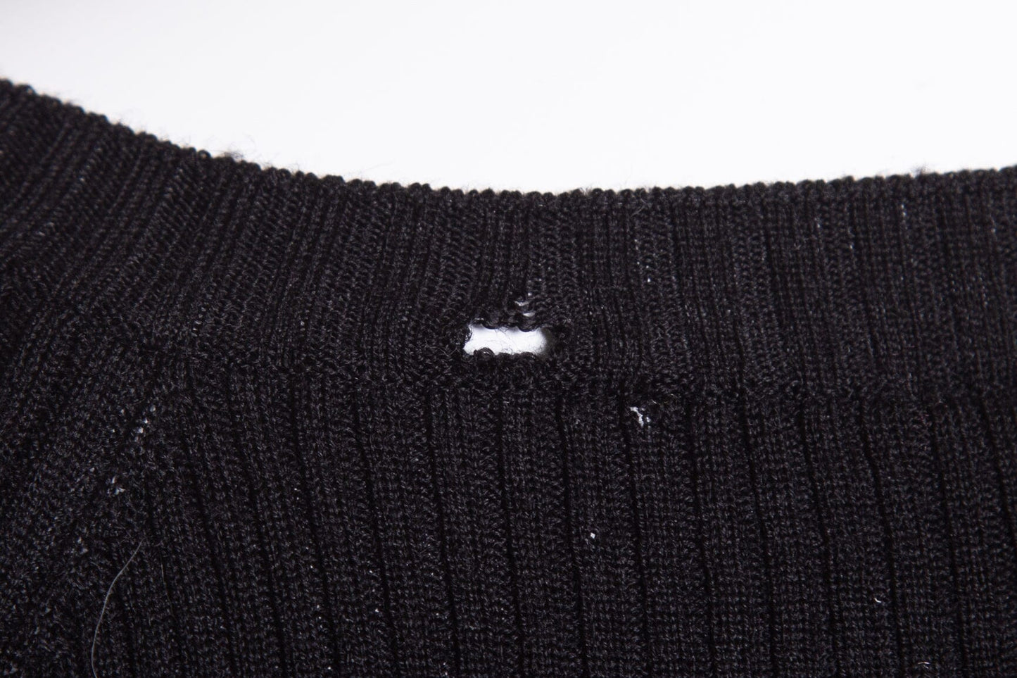 Chanel Black Ribbed Short Sleeve Sweater SZ 42 NWT