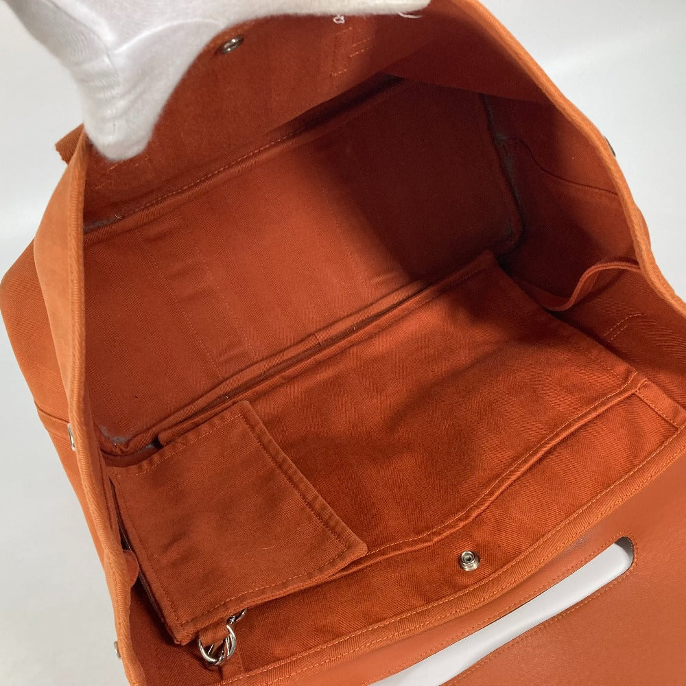 HERMES Tote Bag Canvas / Leather Orange bag handbag Valparaiso MM Women  d