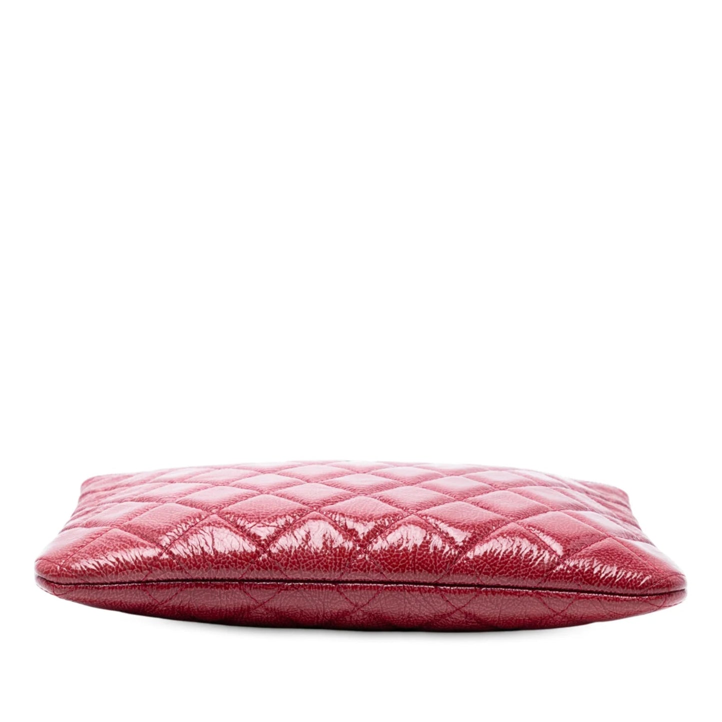 Red Chanel Small Crinkled Patent O Case Clutch