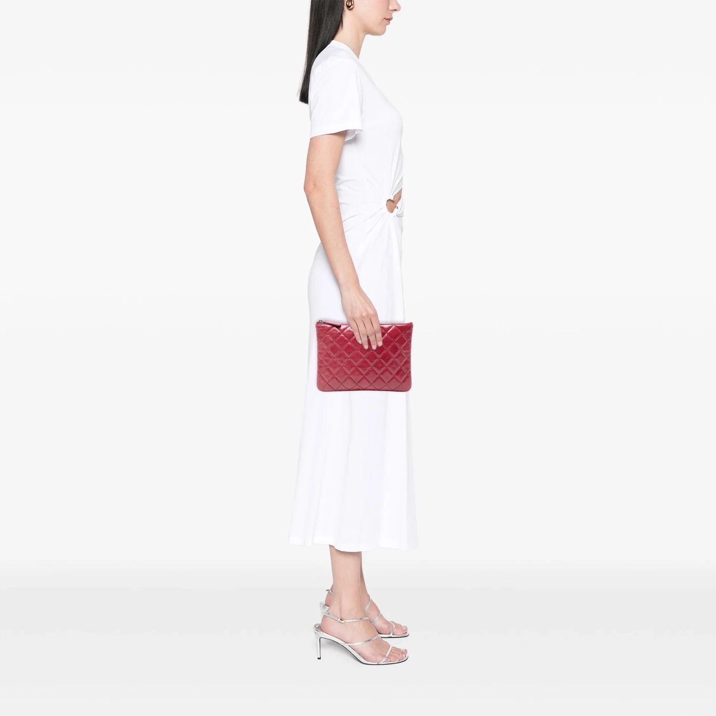 Red Chanel Small Crinkled Patent O Case Clutch