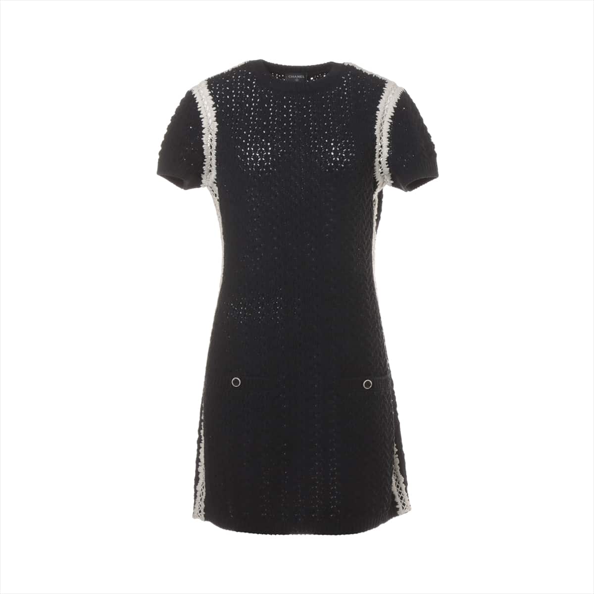 Chanel Coconut Button P72 Silk e One Piece 36  Black