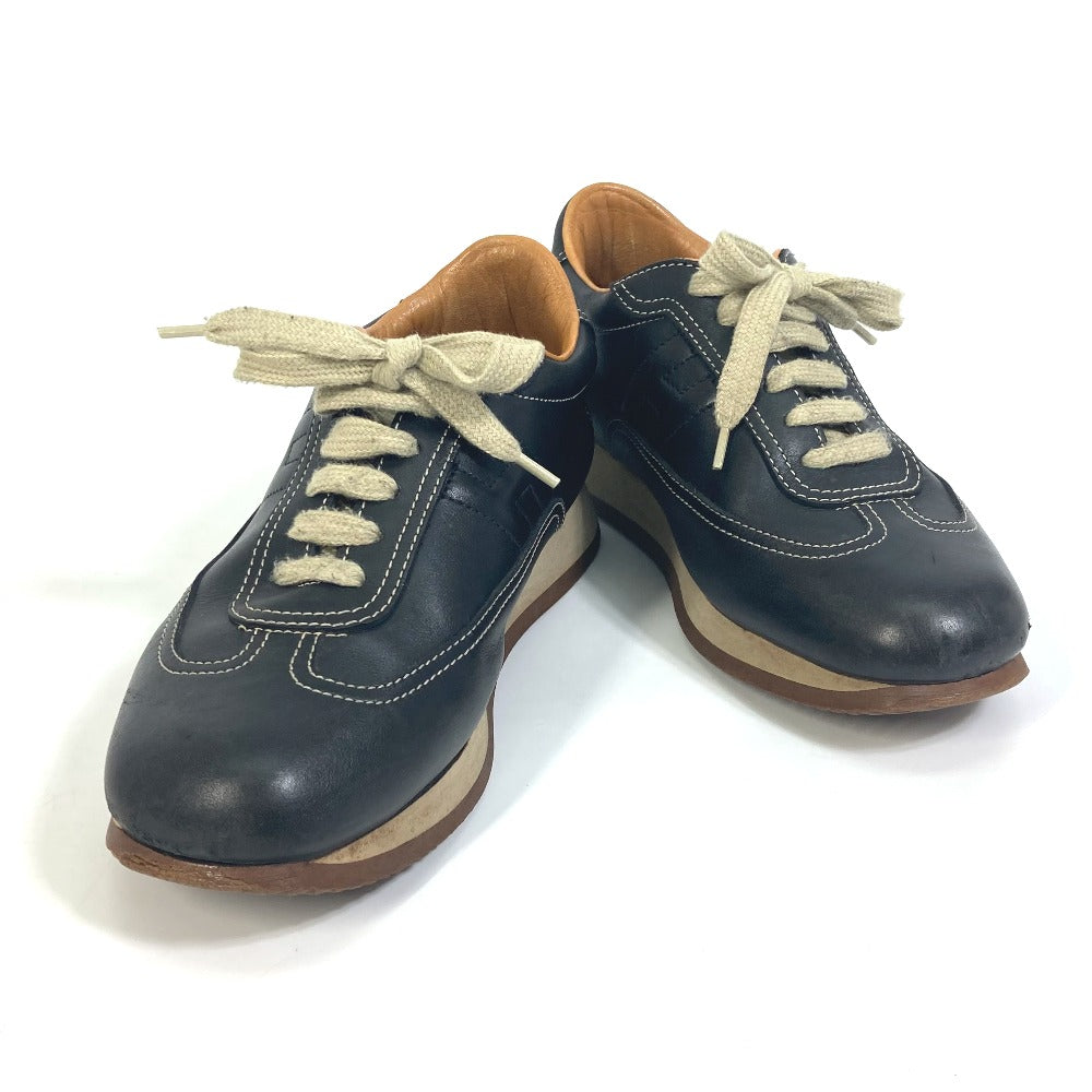 HERMES sneakers leather black H logo quick Women 37  d
