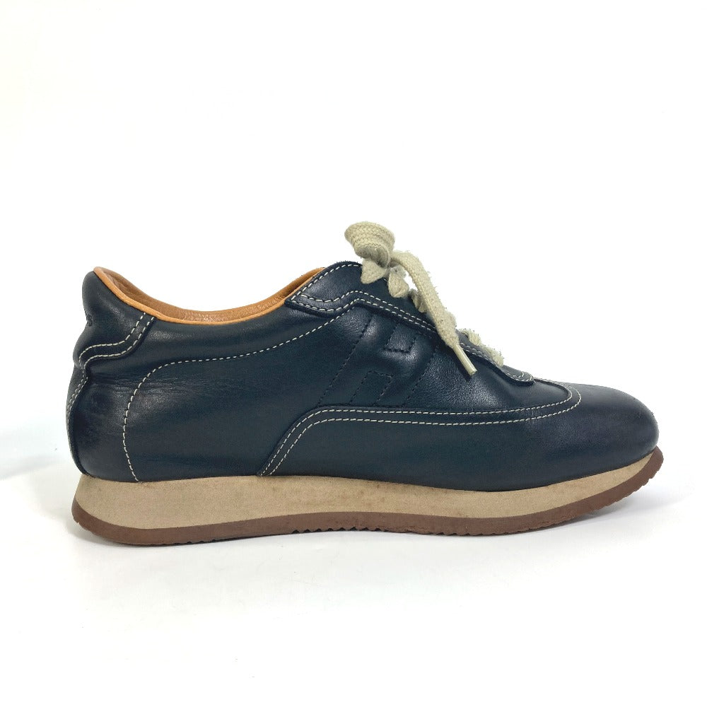 HERMES sneakers leather black H logo quick Women 37  d