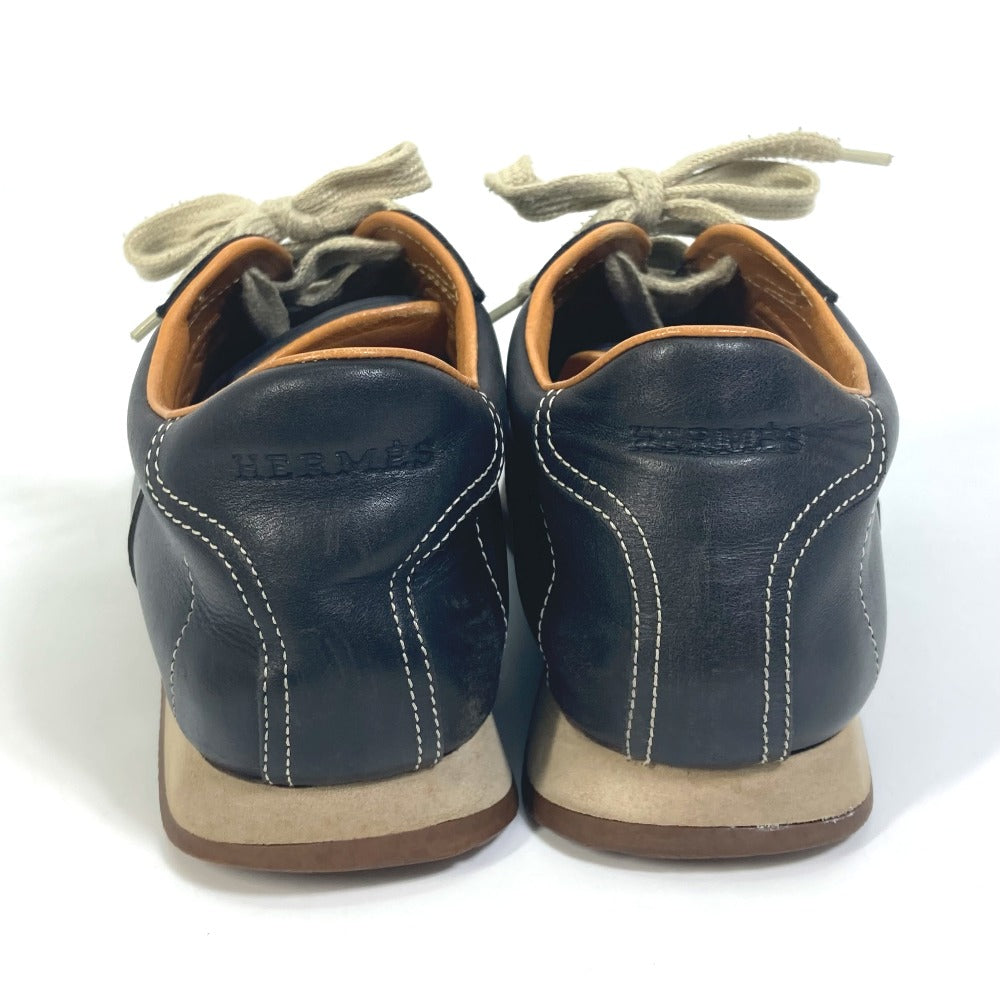 HERMES sneakers leather black H logo quick Women 37  d