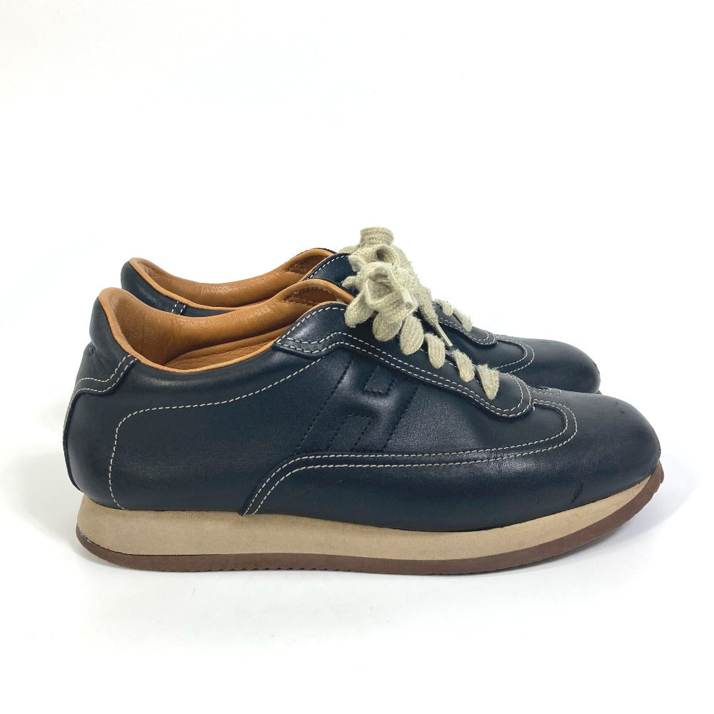 HERMES sneakers leather black H logo quick Women 37  d