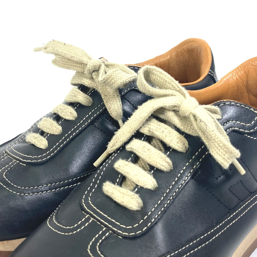 HERMES sneakers leather black H logo quick Women 37  d