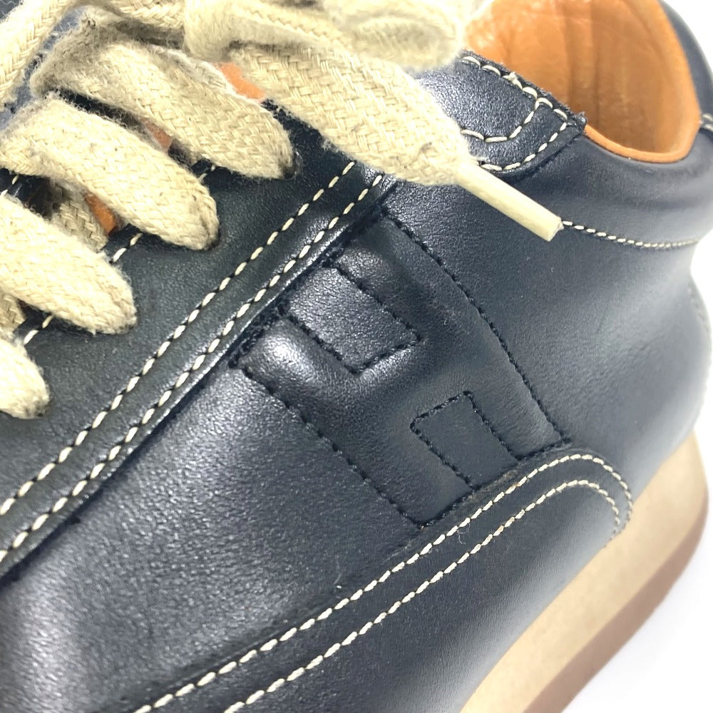 HERMES sneakers leather black H logo quick Women 37  d