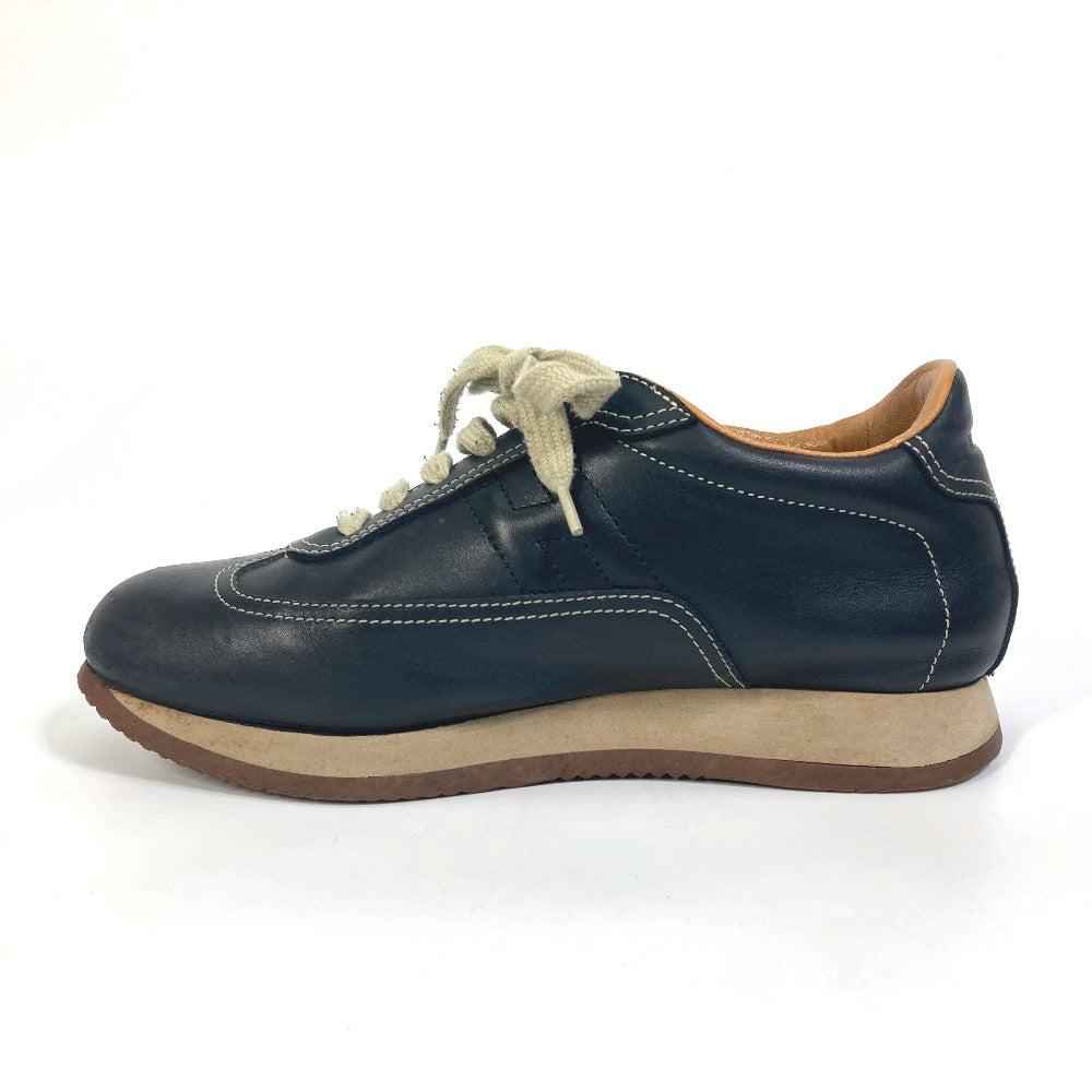 HERMES sneakers leather black H logo quick Women 37  d