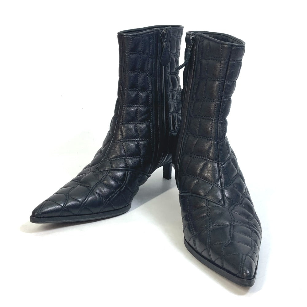 HERMES boots leather black quilting Women 37  d