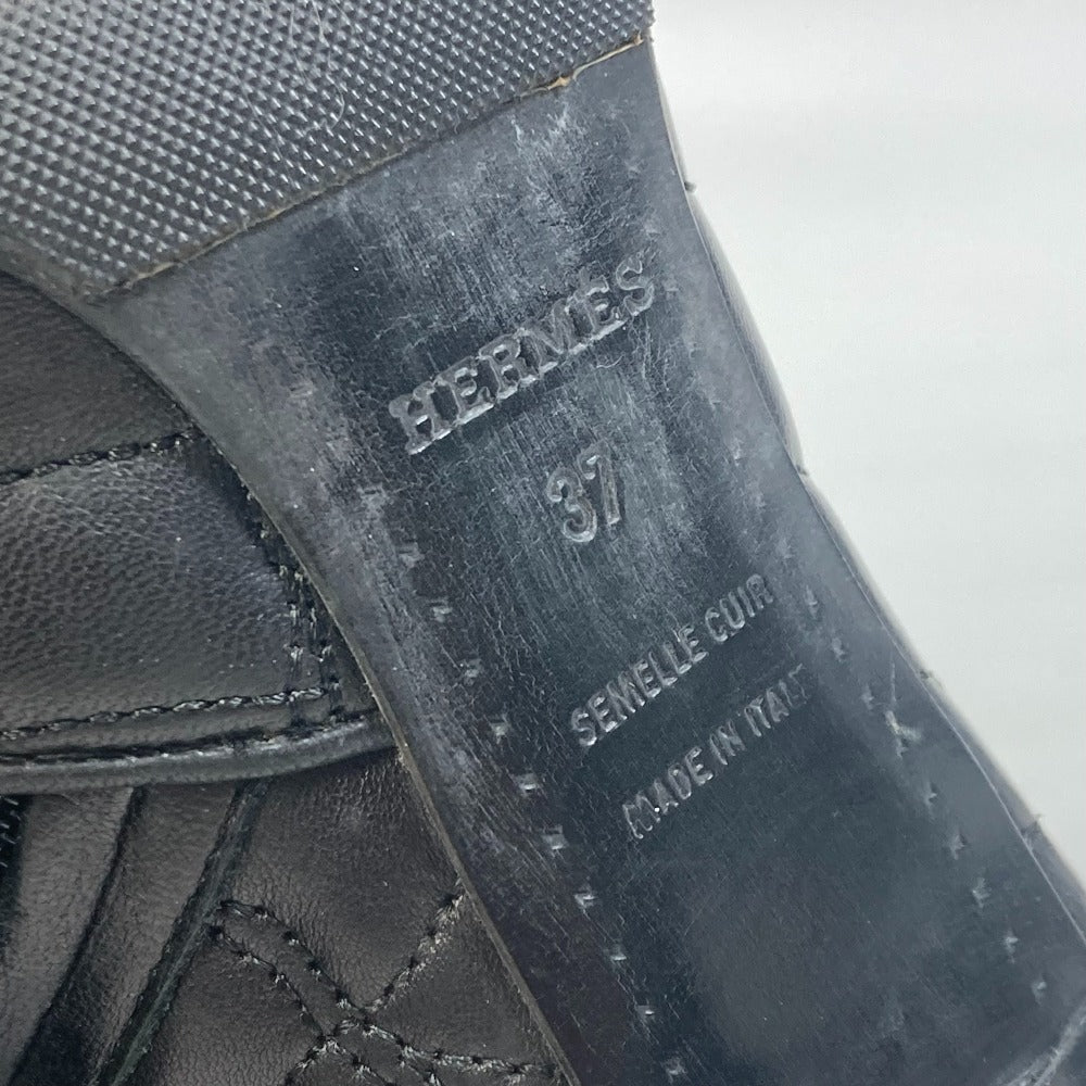 HERMES boots leather black quilting Women 37  d