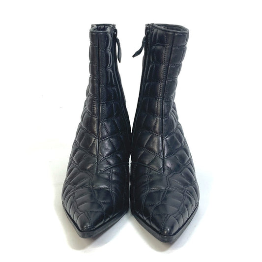 HERMES boots leather black quilting Women 37  d