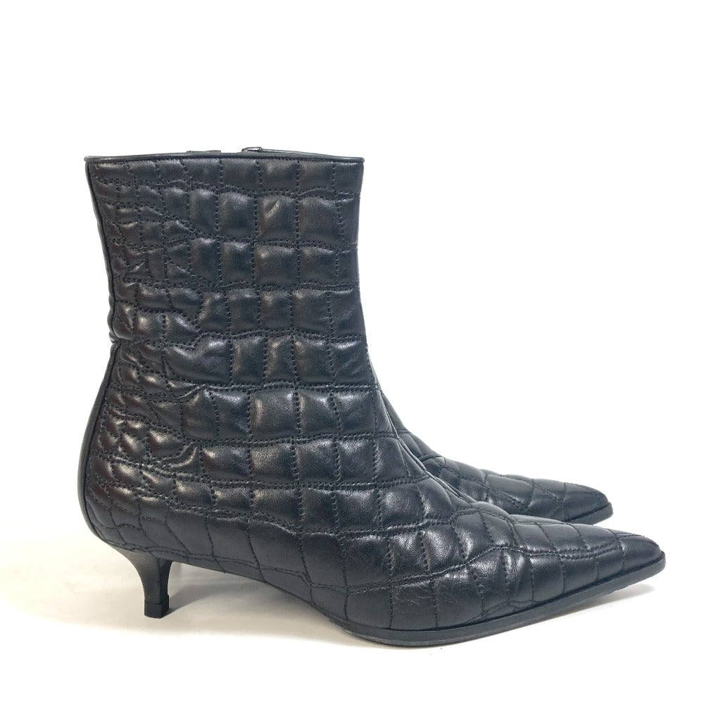 HERMES boots leather black quilting Women 37  d